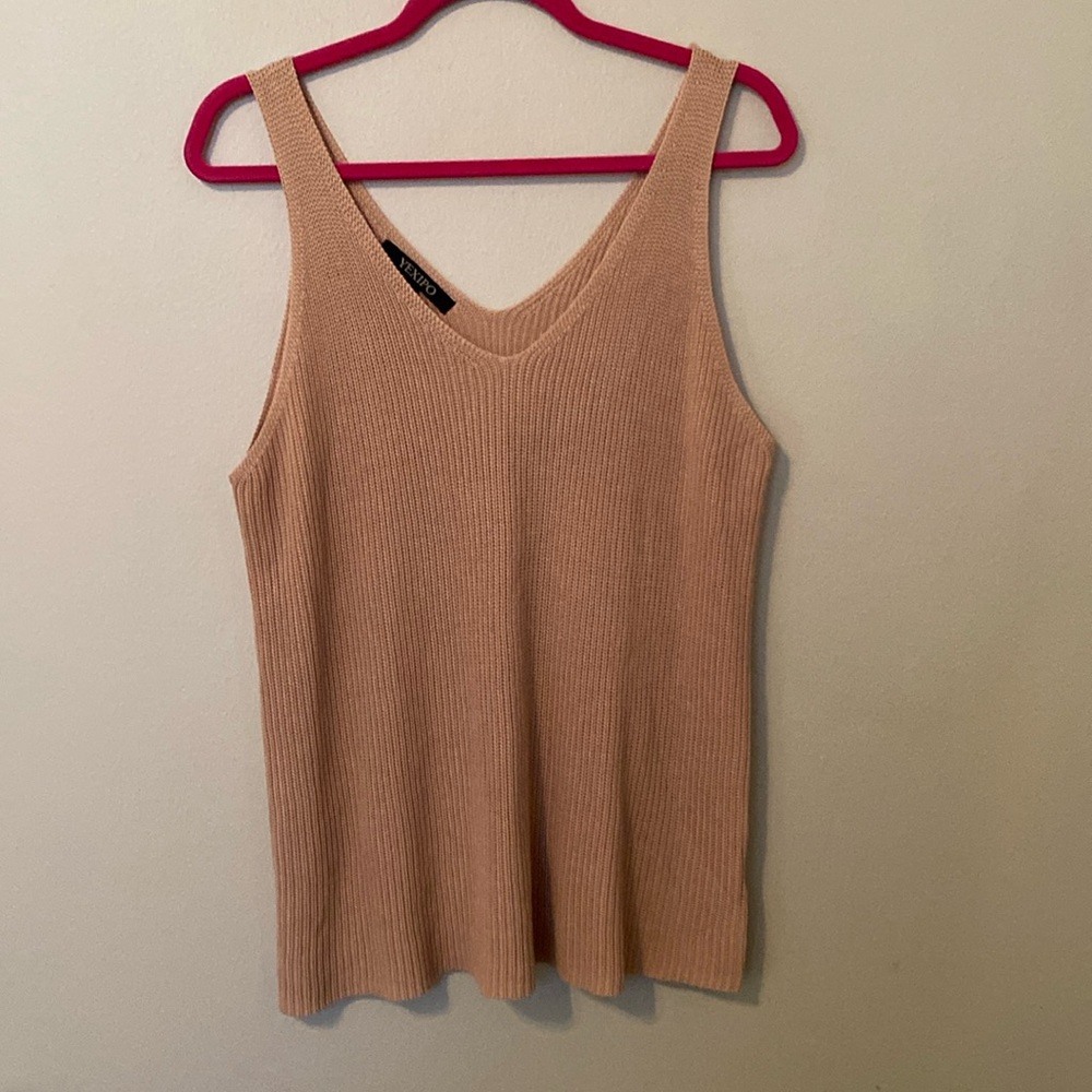 Yexipo Soft Brown Knitted Tank Top [Size: XL]